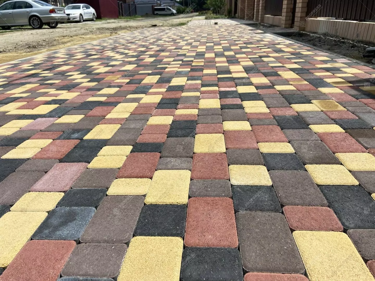 Тротуарная плитка Старый город Красный, фактура гладкий, гранитная, мрамор, высота 40 мм, 60 мм-7